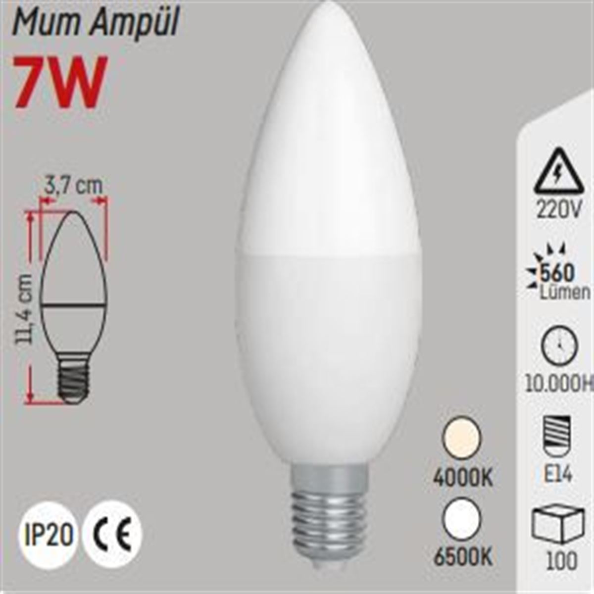 E 14 MUM AMPÜL 7W GÜNIŞIĞI 1